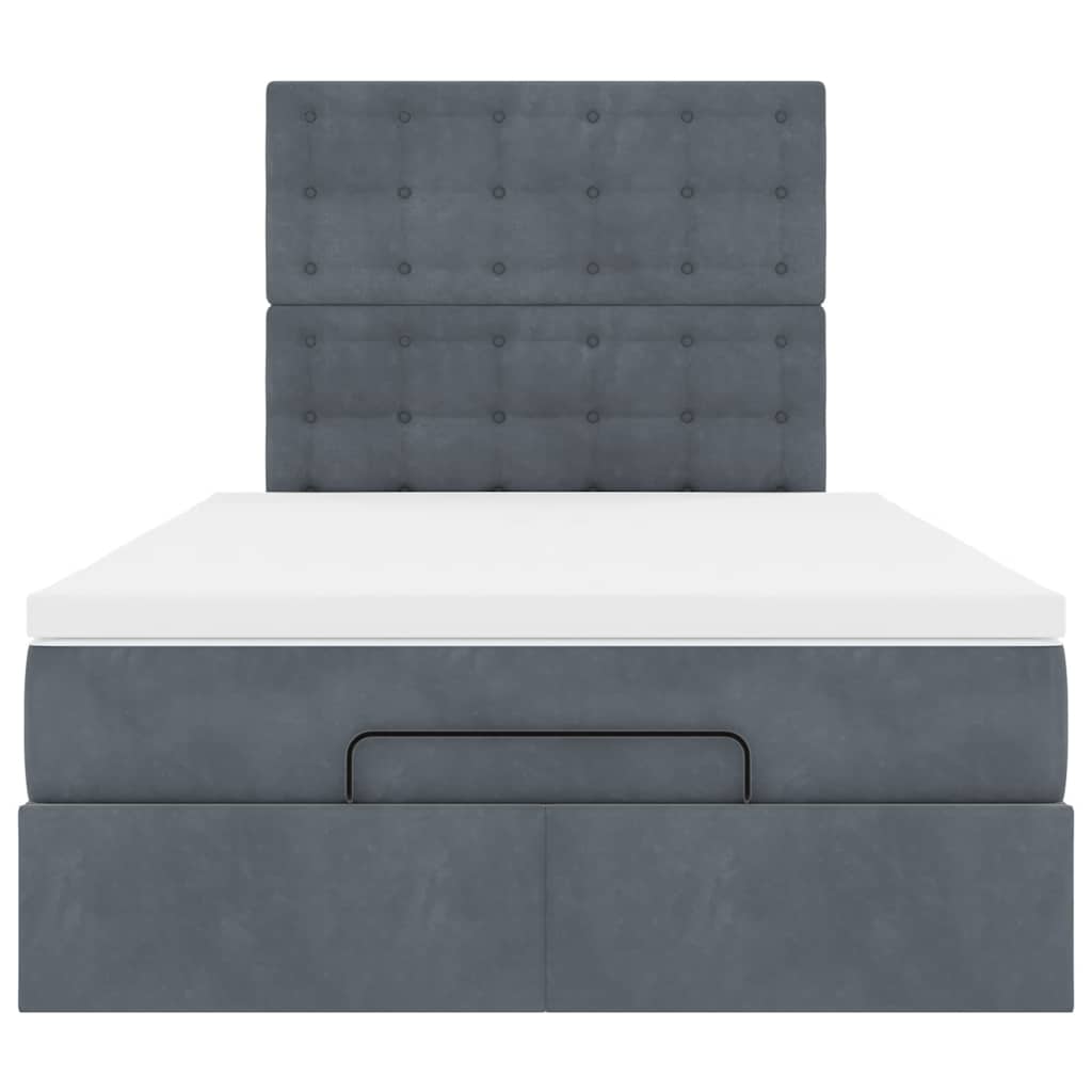 Cadre de lit ottoman avec matelas gris foncé 120x190 cm velours - XIOS