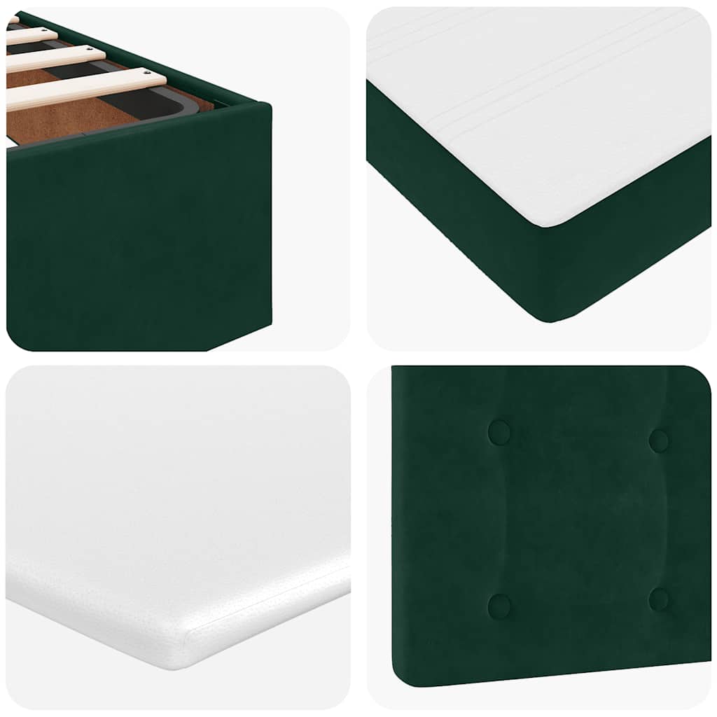 Cadre de lit ottoman avec matelas vert foncé 120x190 cm velours