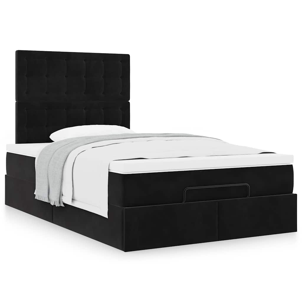 Cadre de lit ottoman avec matelas noir 120x200 cm velours - XIOS