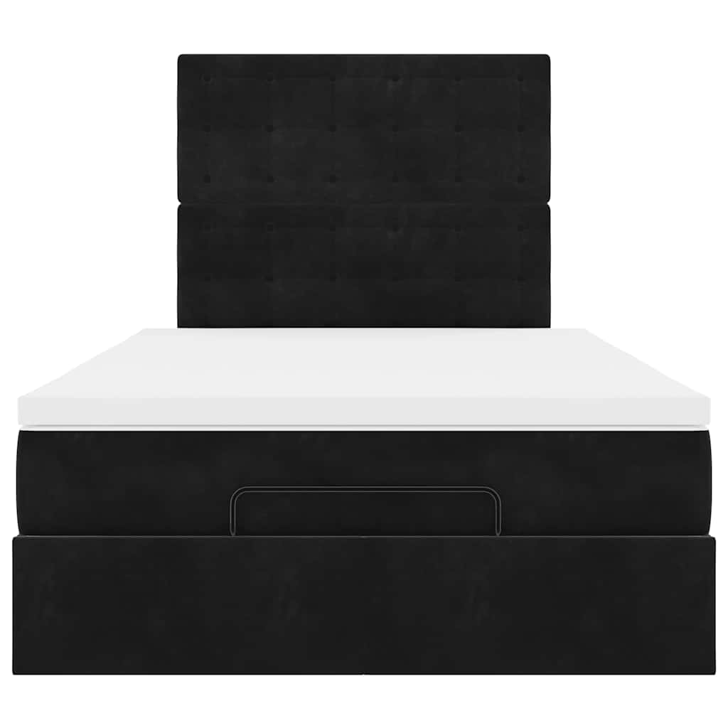 Cadre de lit ottoman avec matelas noir 120x200 cm velours - XIOS