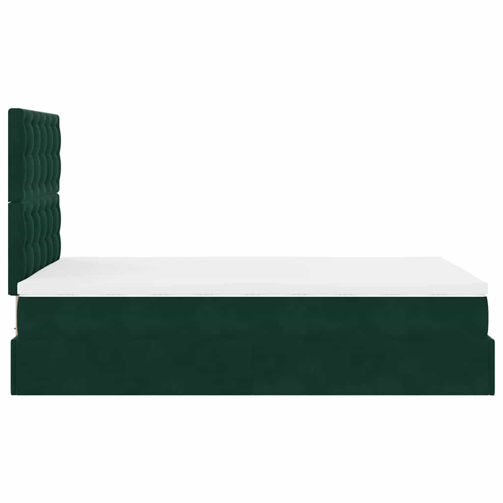 Cadre de lit ottoman avec matelas vert foncé 120x200 cm velours - XIOS