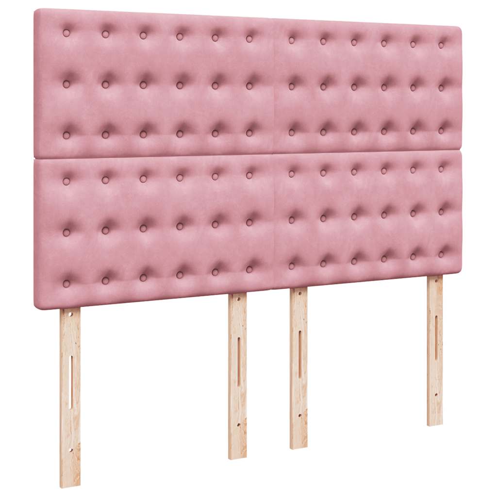 Cadre de lit ottoman avec matelas rose 140x200 cm velours - XIOS
