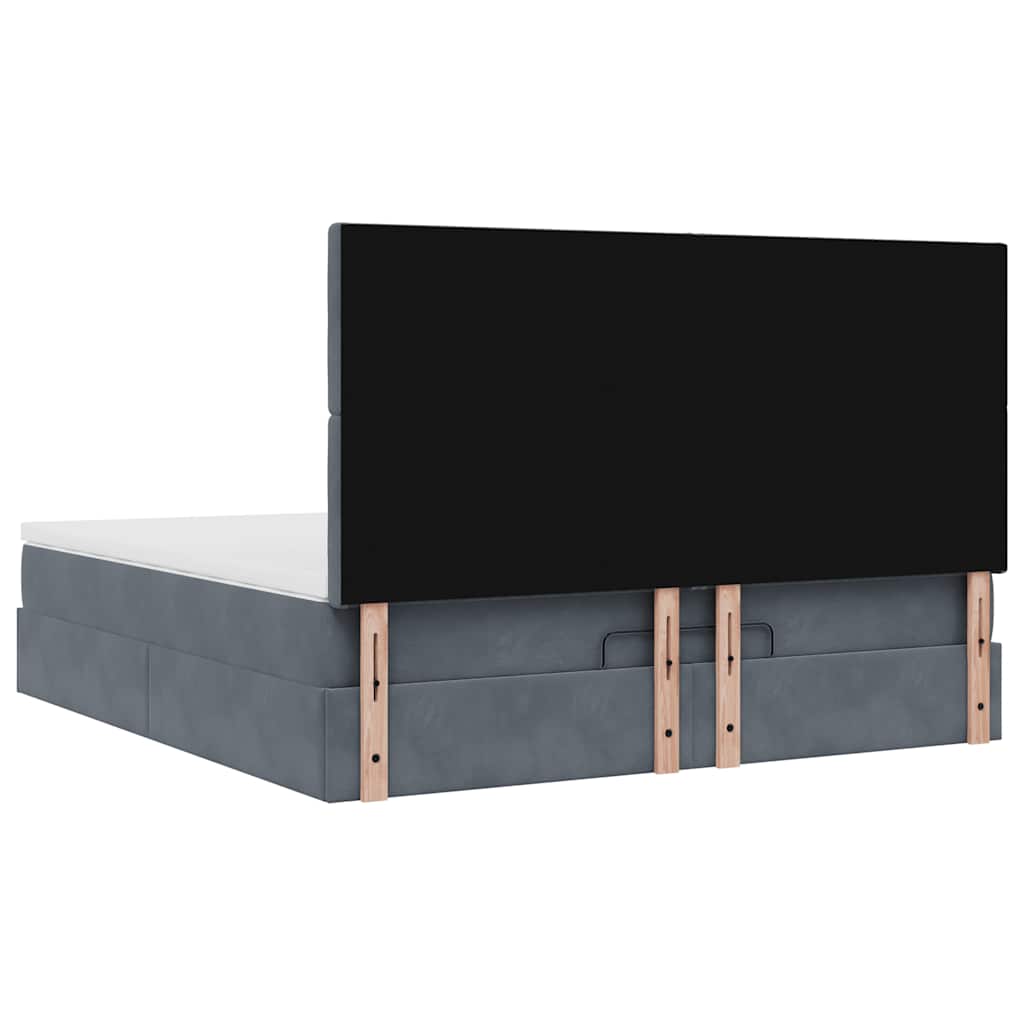 Cadre de lit ottoman avec matelas gris foncé 180x200cm velours - XIOS