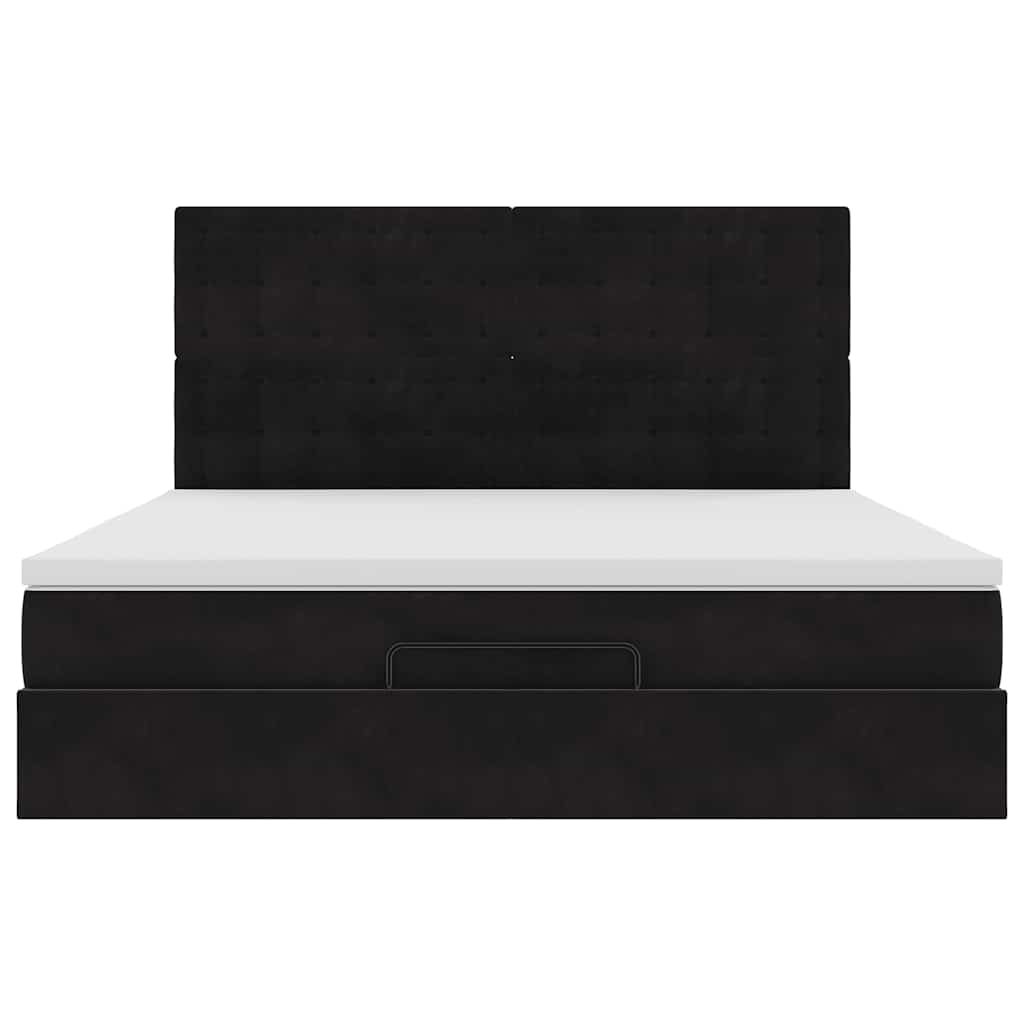 Cadre de lit ottoman avec matelas noir 180x200cm velours - XIOS