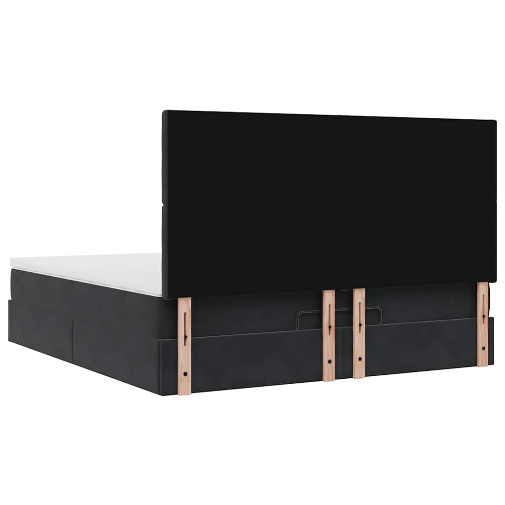 Cadre de lit ottoman avec matelas noir 180x200cm velours - XIOS