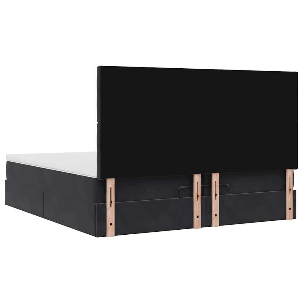 Cadre de lit ottoman avec matelas noir 200x200cm velours - XIOS