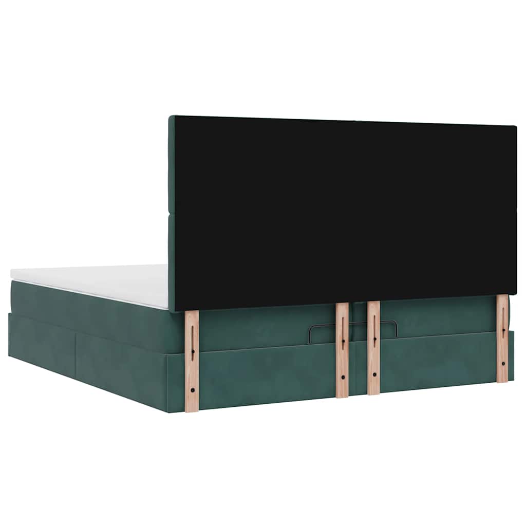 Cadre de lit ottoman avec matelas vert foncé 200x200 cm velours - XIOS