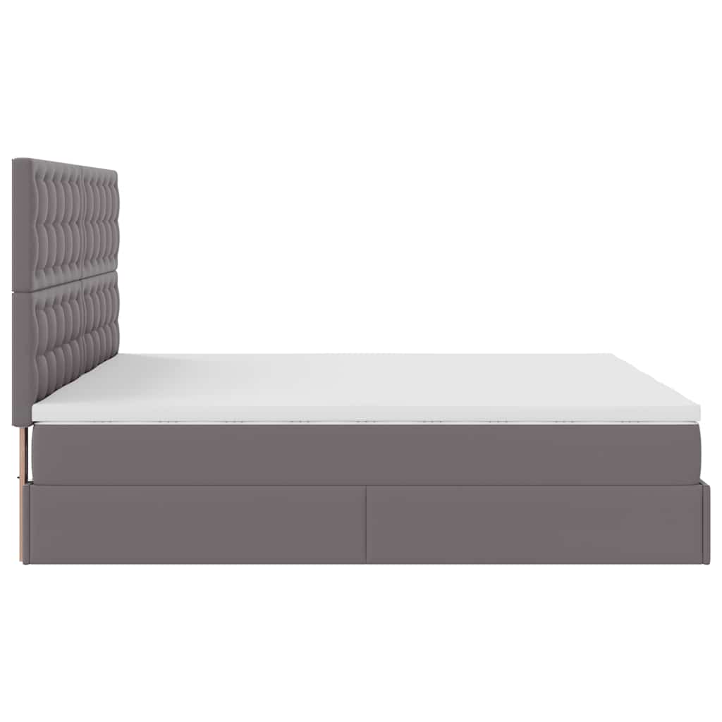 Cadre de lit ottoman avec matelas gris 180x200 cm similicuir - XIOS