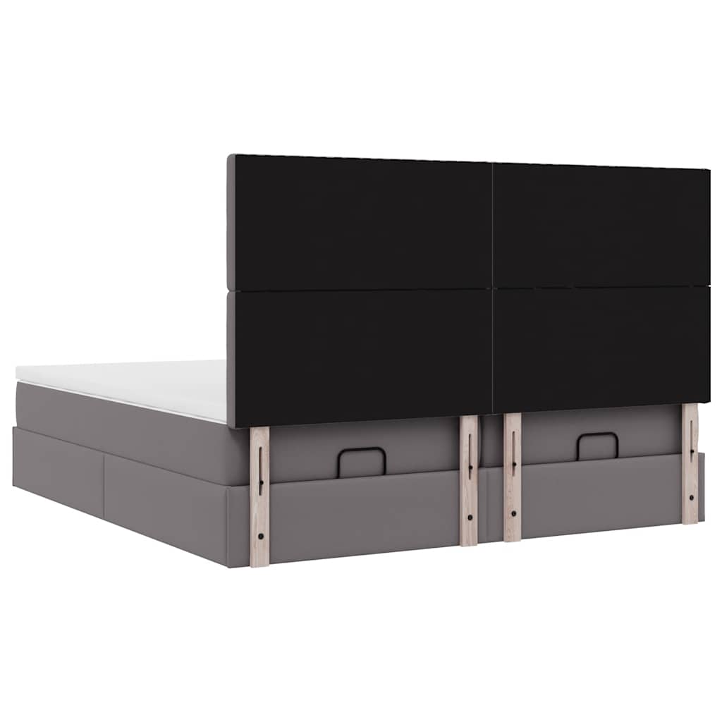 Cadre de lit ottoman avec matelas gris 180x200 cm similicuir - XIOS