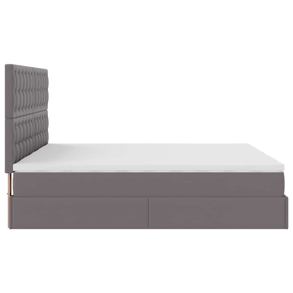 Cadre de lit ottoman avec matelas gris 200x200 cm similicuir - XIOS