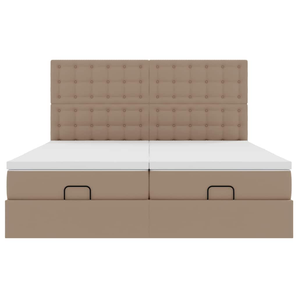 Cadre de lit ottoman et matelas cappuccino 200x200cm similicuir - XIOS