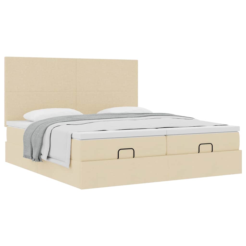 Cadre de lit ottoman avec matelas crème 160x200 cm tissu - XIOS