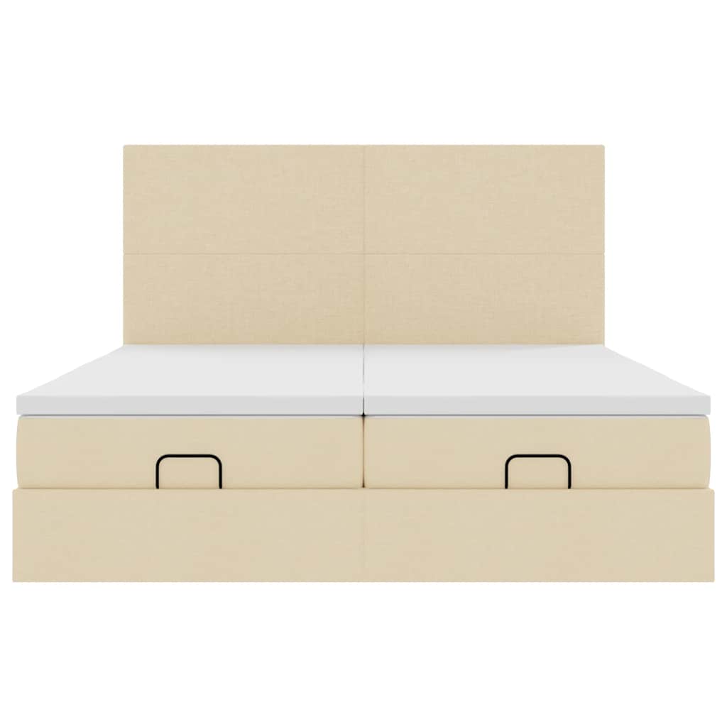 Cadre de lit ottoman avec matelas crème 160x200 cm tissu - XIOS