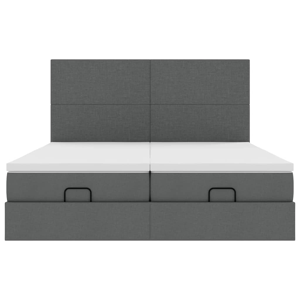 Cadre de lit ottoman avec matelas gris foncé 180x200cm tissu - XIOS