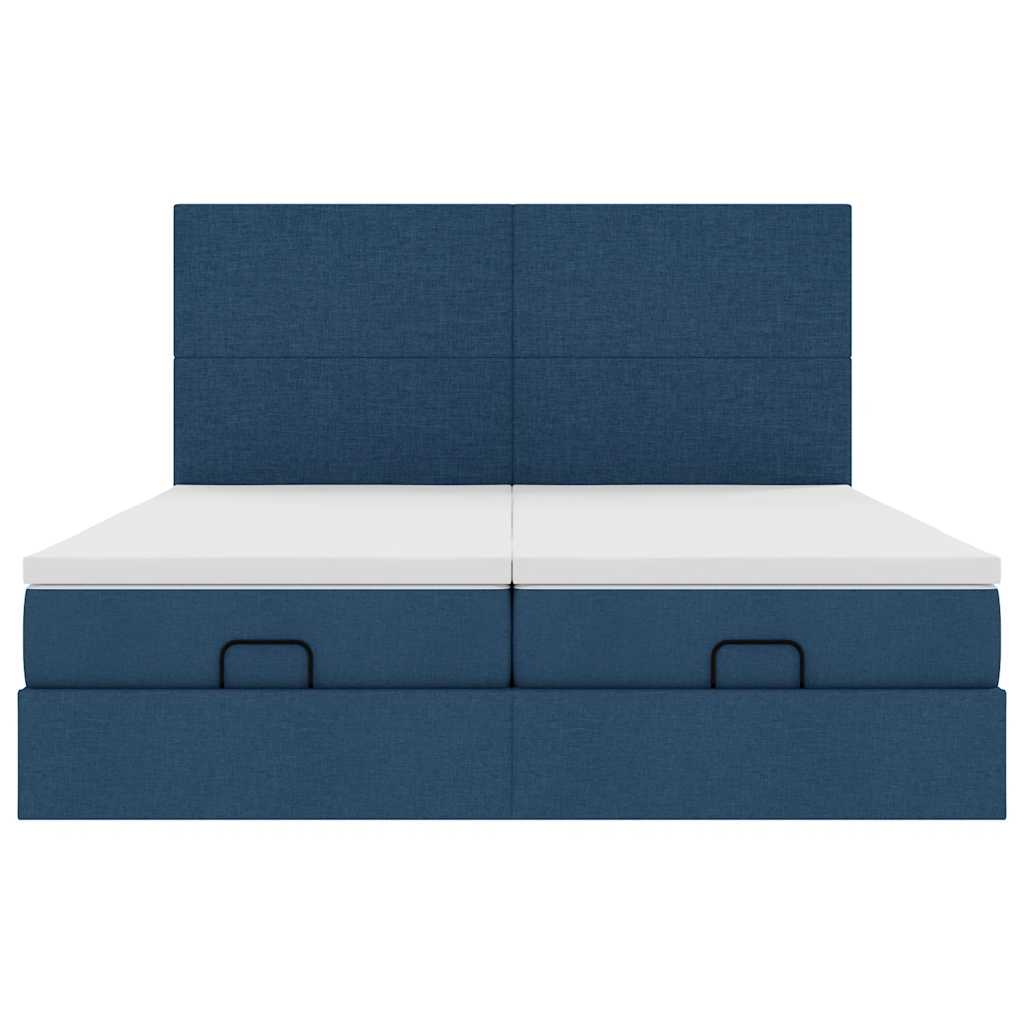 Cadre de lit ottoman avec matelas bleu 180x200 cm tissu - XIOS