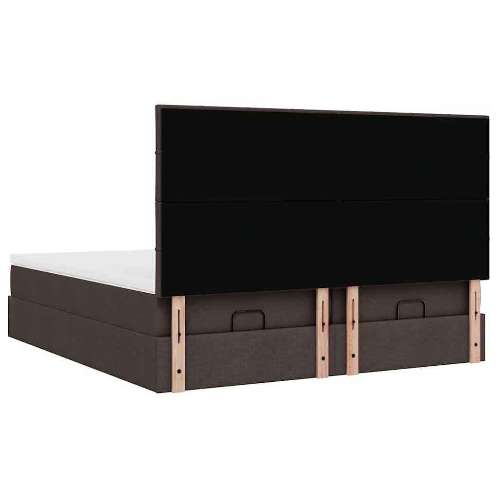Cadre de lit ottoman avec matelas marron foncé 200x200 cm tissu - XIOS