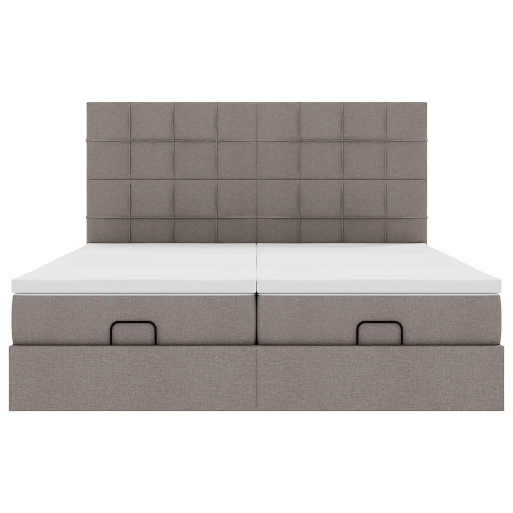 Cadre de lit ottoman avec matelas taupe 200x200cm tissu - XIOS