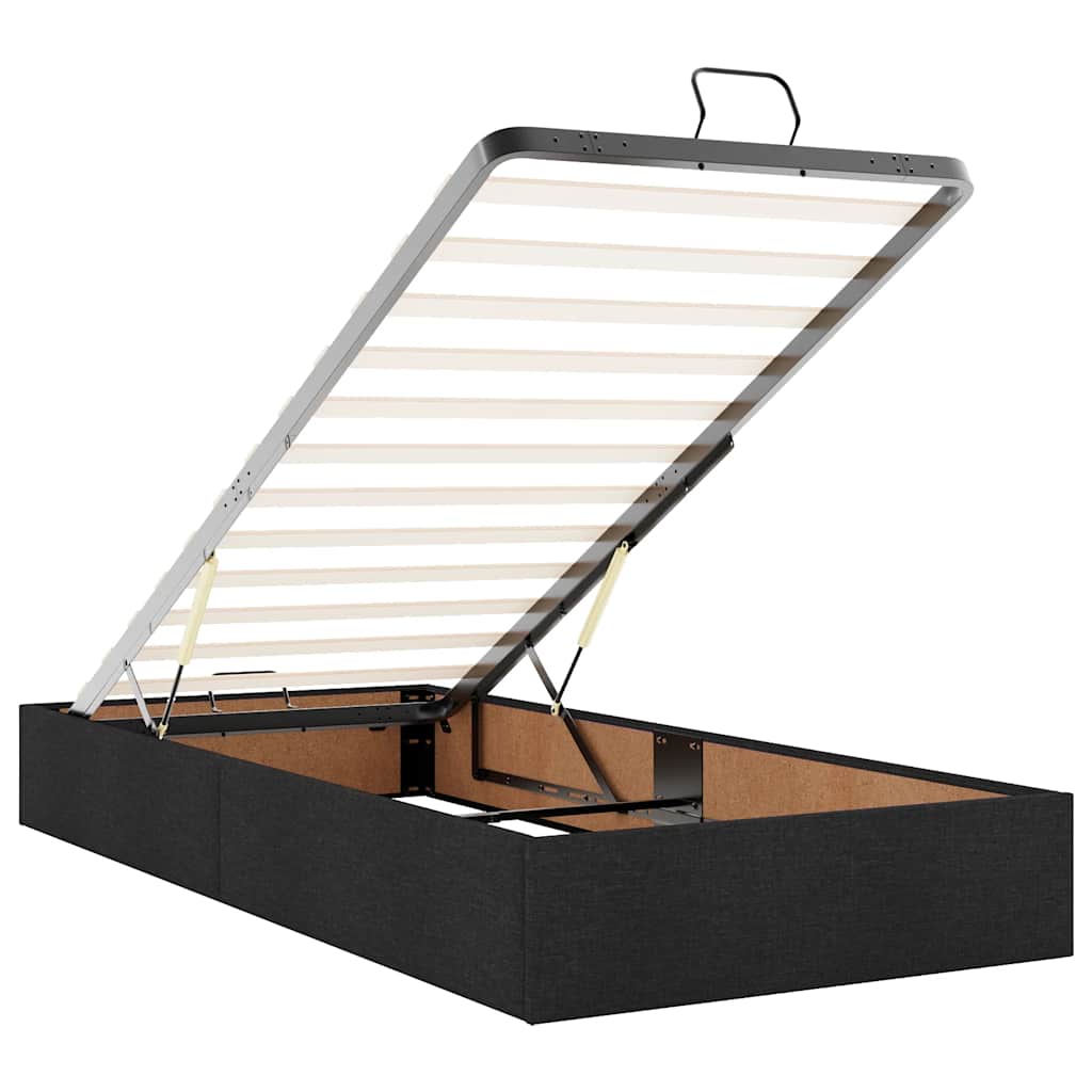 Cadre de lit ottoman avec matelas noir 160x200 cm tissu - XIOS