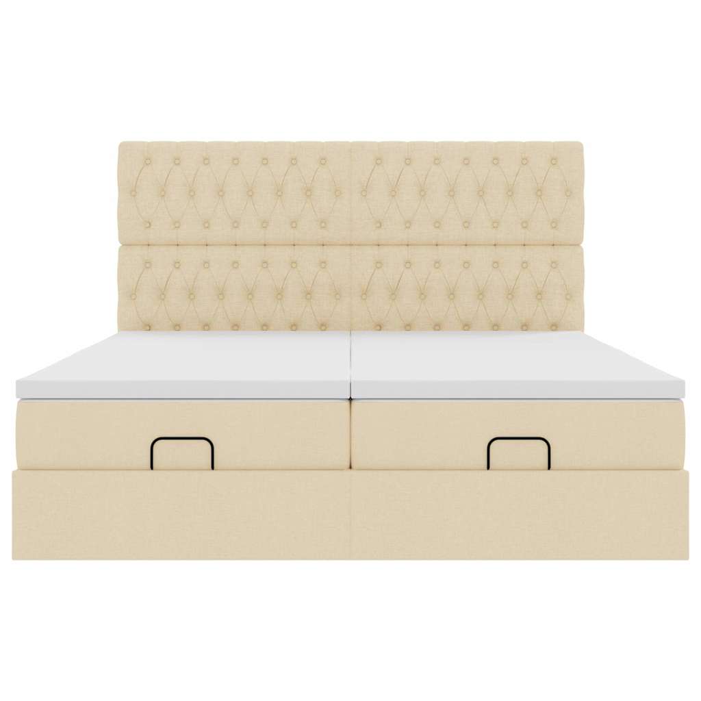 Cadre de lit ottoman avec matelas crème 160x200 cm tissu - XIOS