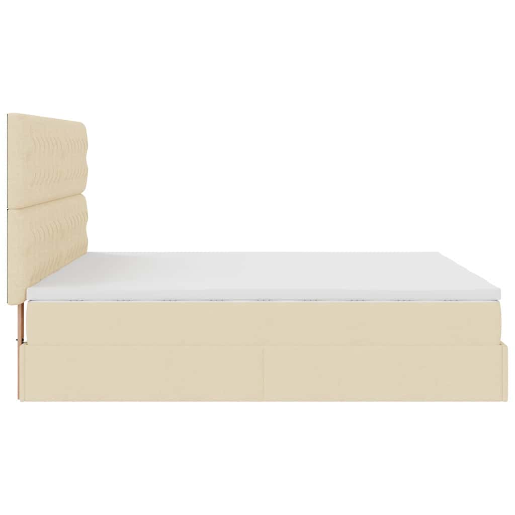 Cadre de lit ottoman avec matelas crème 160x200 cm tissu - XIOS