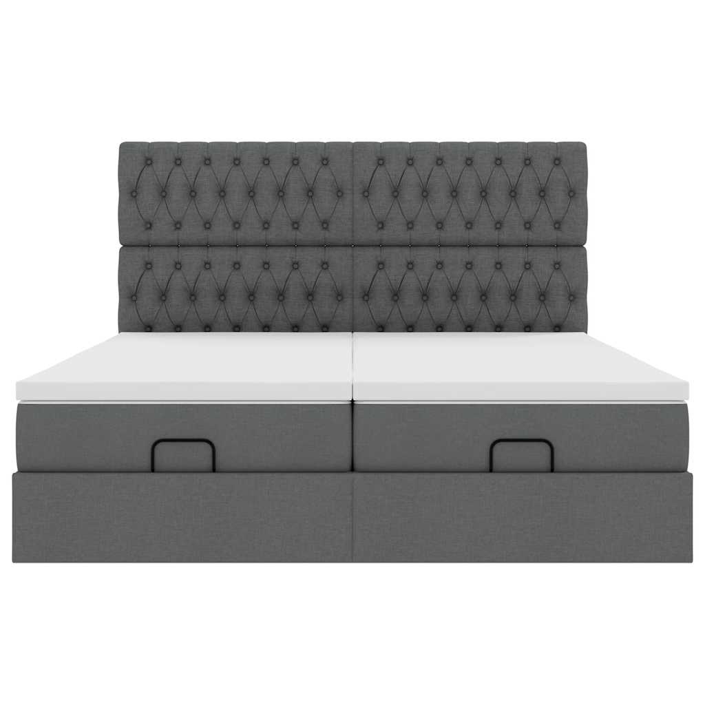 Cadre de lit ottoman avec matelas gris foncé 180x200cm tissu - XIOS