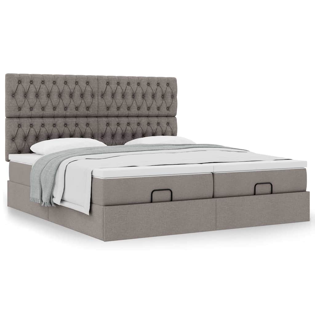 Cadre de lit ottoman avec matelas taupe 200x200cm tissu - XIOS