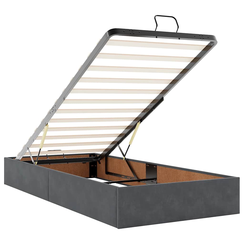 Cadre de lit ottoman avec matelas gris foncé 180x200cm velours - XIOS