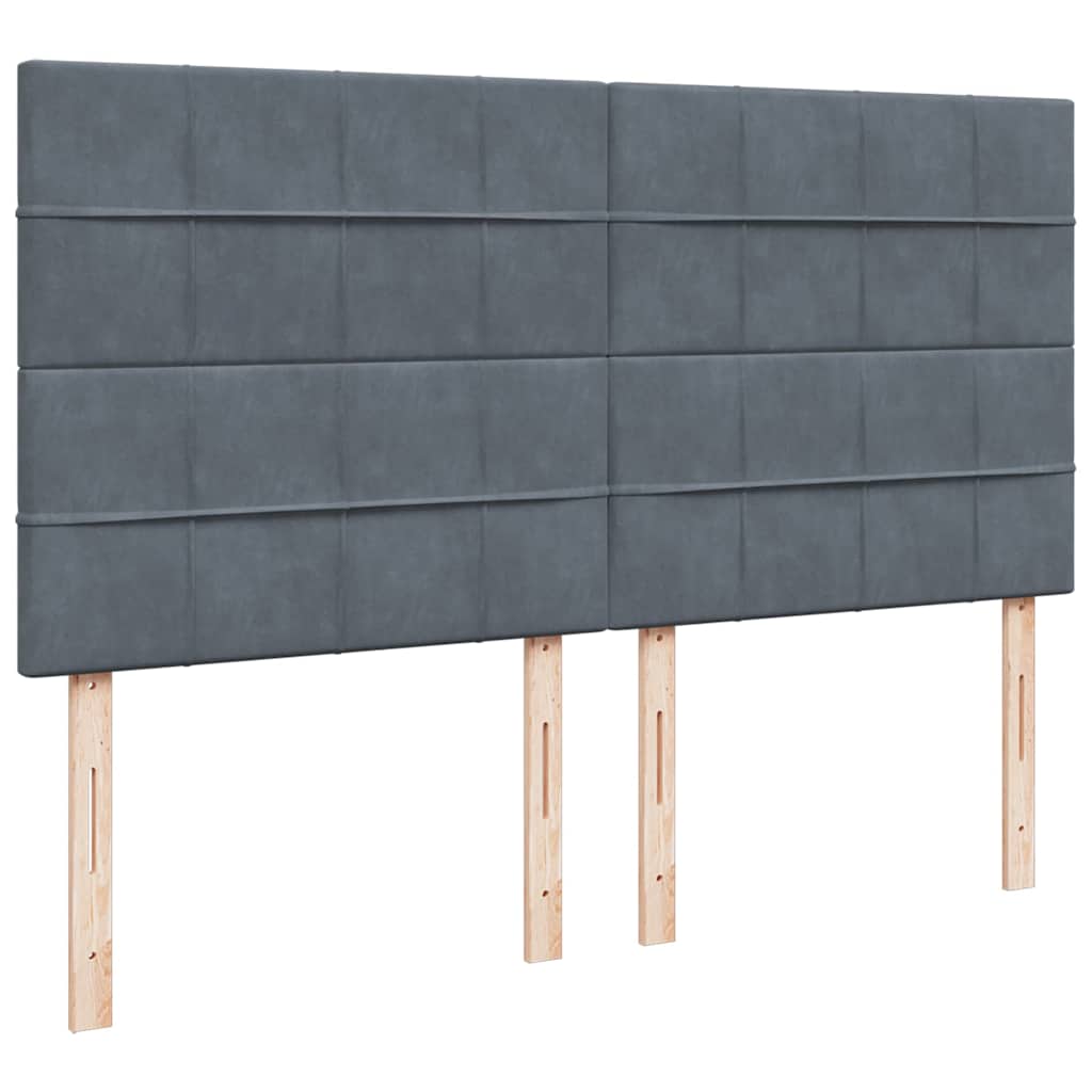 Cadre de lit ottoman avec matelas gris foncé 200x200 cm velours - XIOS