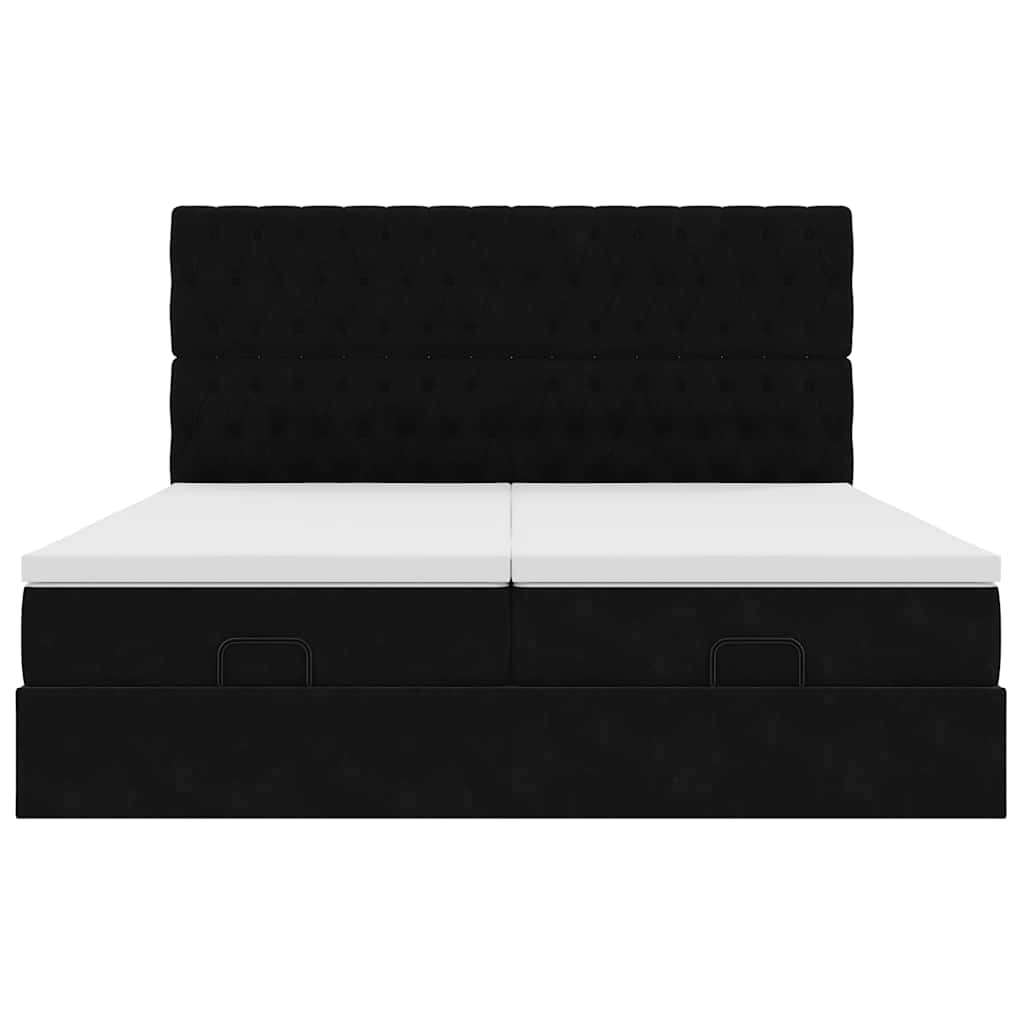 Cadre de lit ottoman avec matelas noir 160x200 cm velours - XIOS