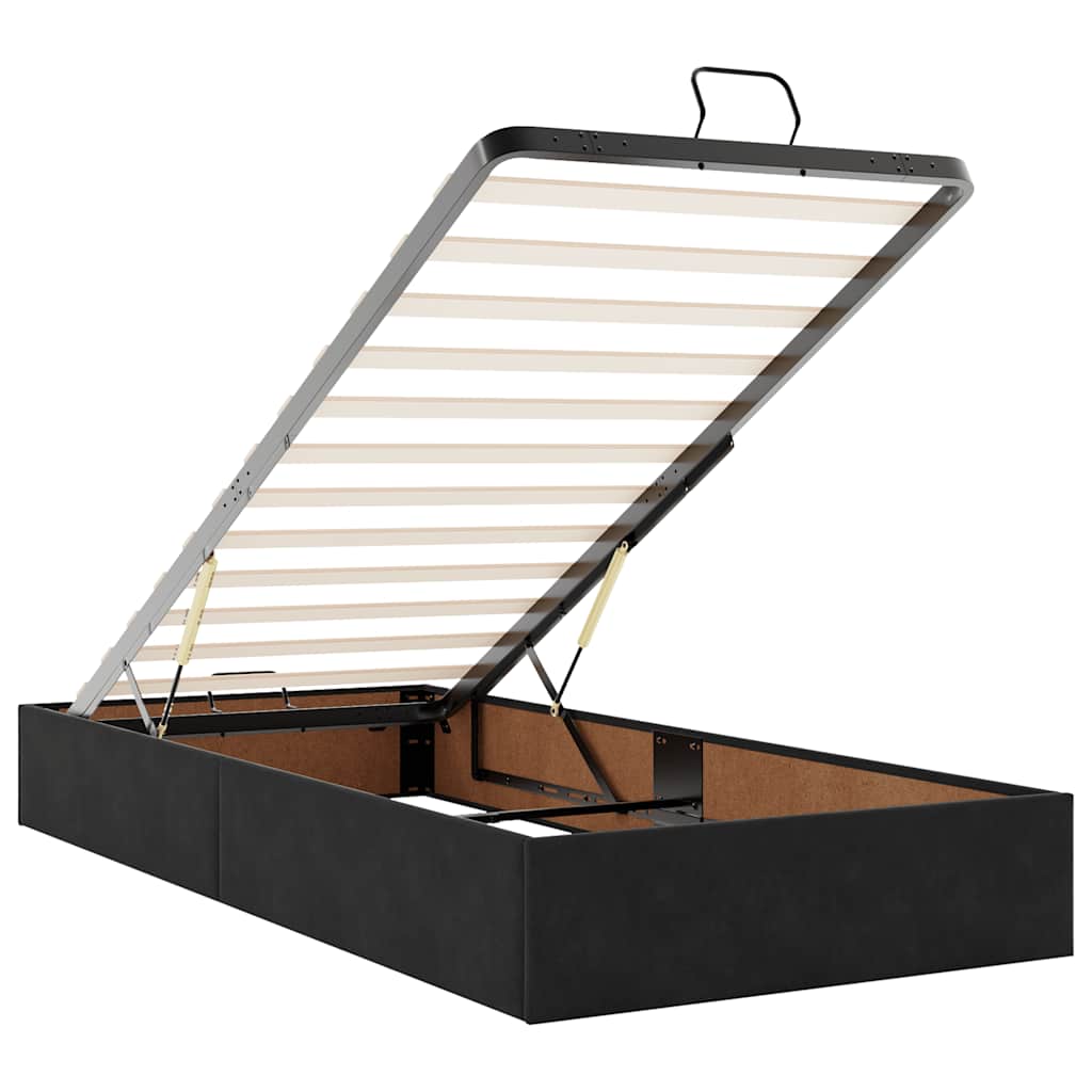 Cadre de lit ottoman avec matelas noir 160x200 cm velours - XIOS