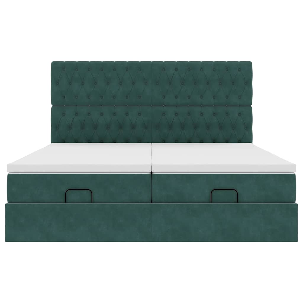 Cadre de lit ottoman avec matelas vert foncé 160x200 cm velours - XIOS