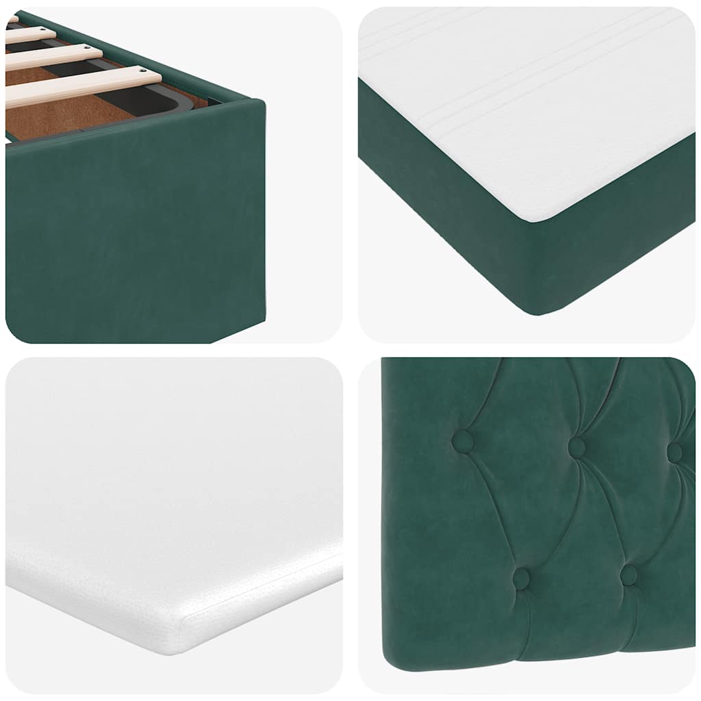 Cadre de lit ottoman avec matelas vert foncé 160x200 cm velours - XIOS