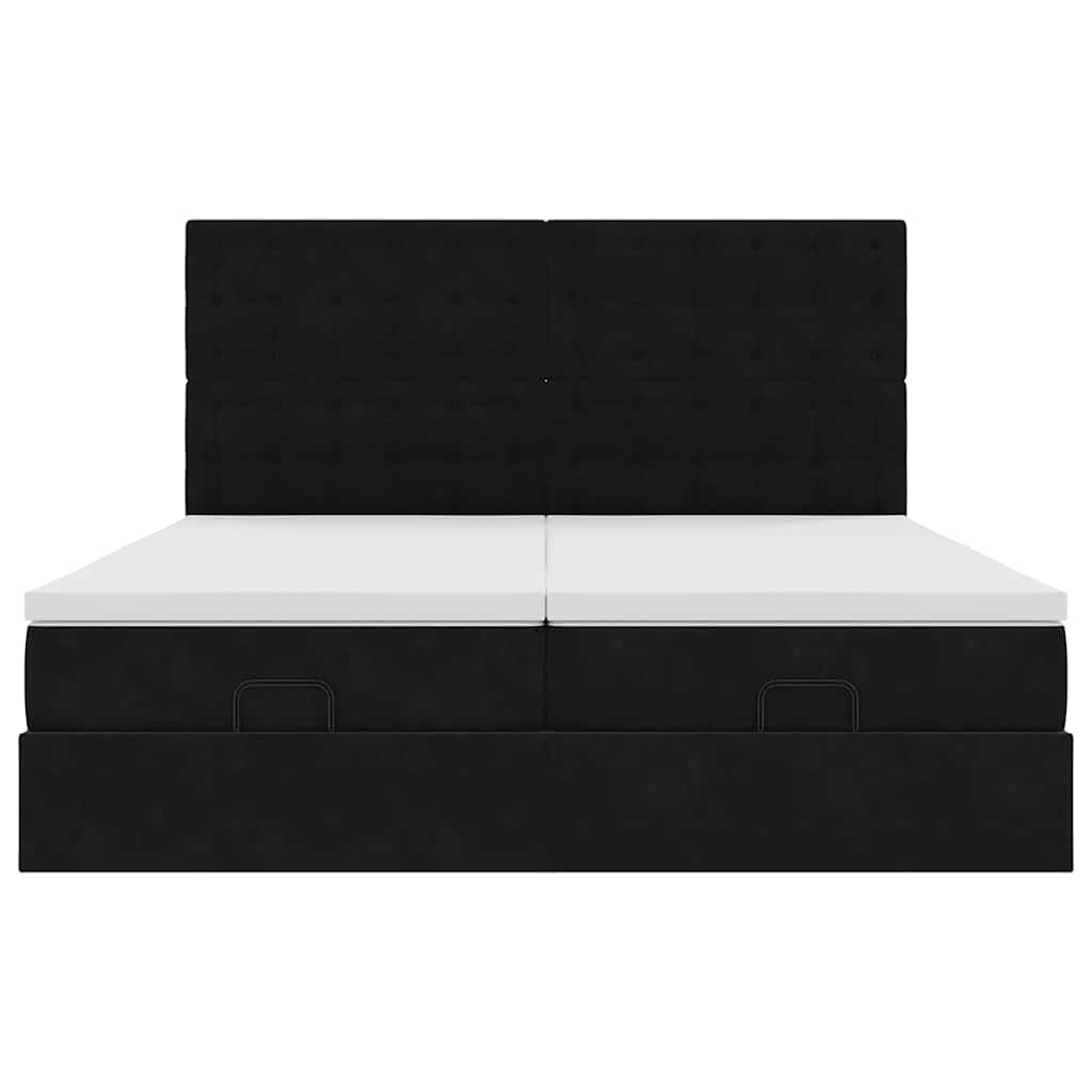 Cadre de lit ottoman avec matelas noir 160x200 cm velours - XIOS