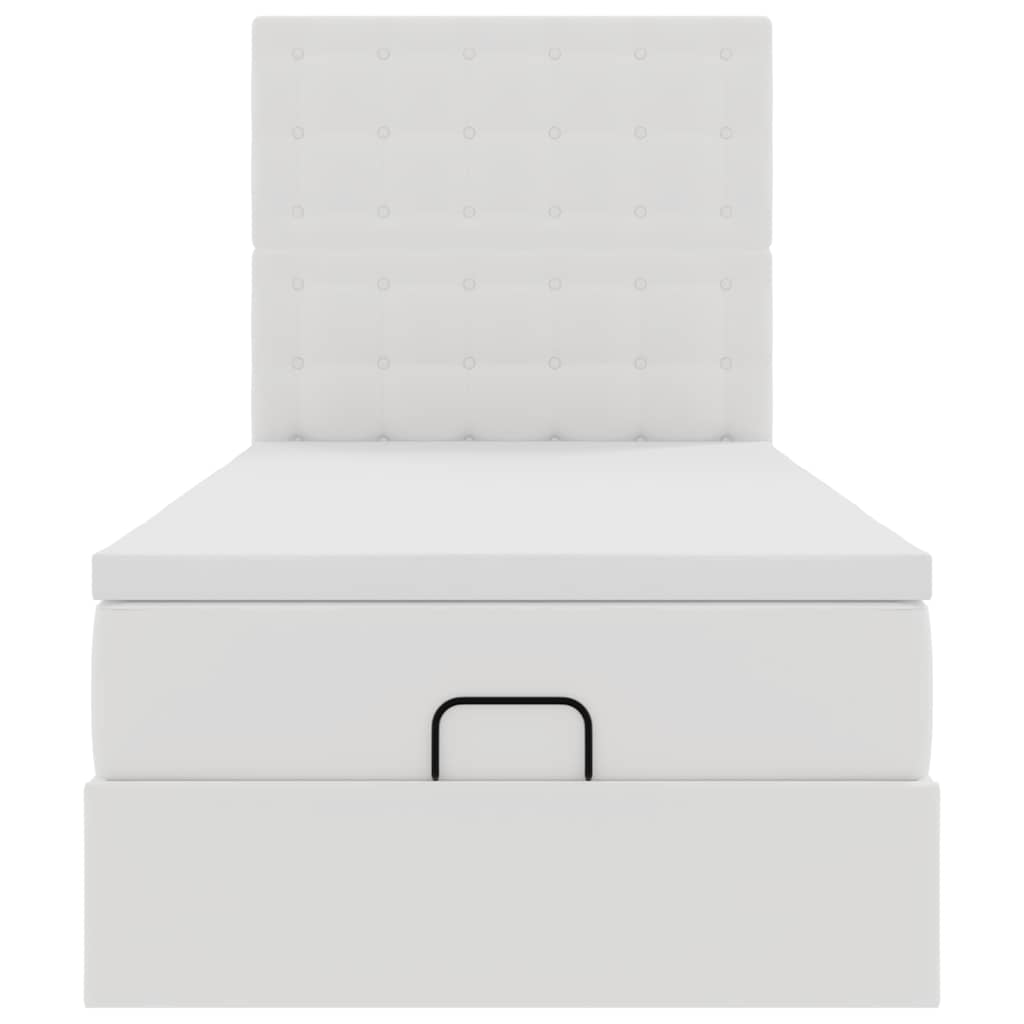 Cadre de lit ottoman avec matelas blanc 90x190 cm similicuir - XIOS