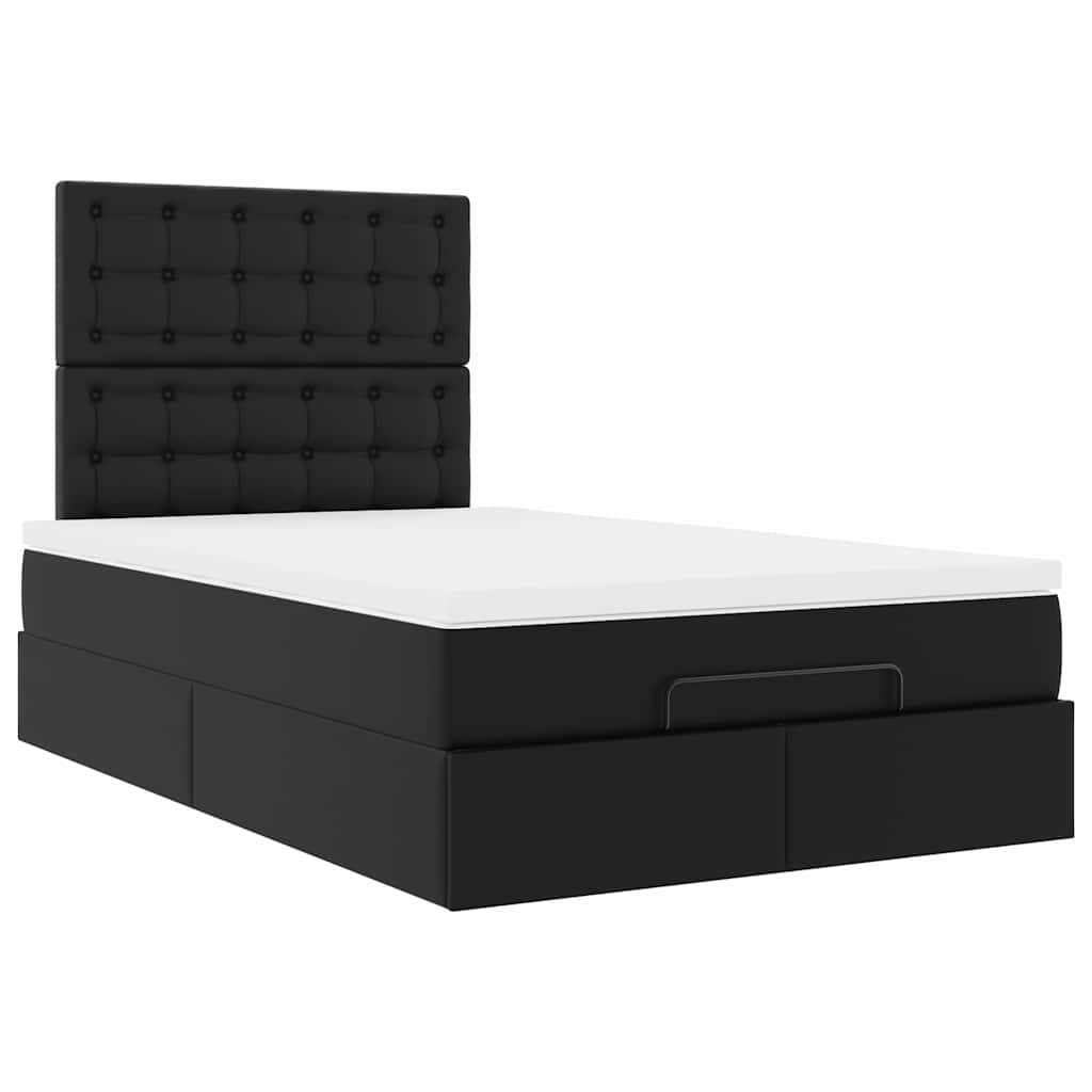 Cadre de lit ottoman avec matelas noir 120x190 cm similicuir - XIOS