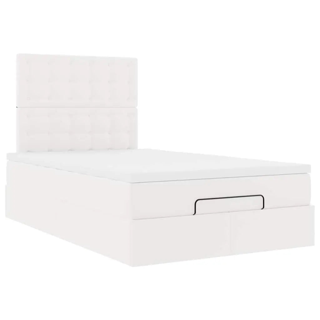 Cadre de lit ottoman avec matelas blanc 120x190 cm similicuir - XIOS
