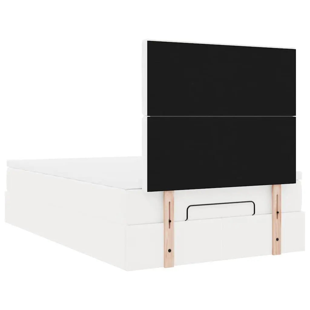 Cadre de lit ottoman avec matelas blanc 120x190 cm similicuir - XIOS