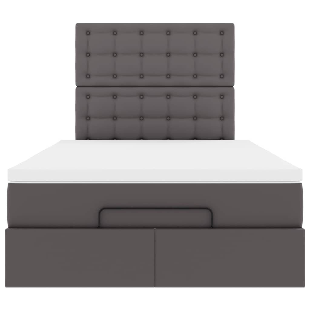 Cadre de lit ottoman avec matelas gris 120x190 cm similicuir - XIOS