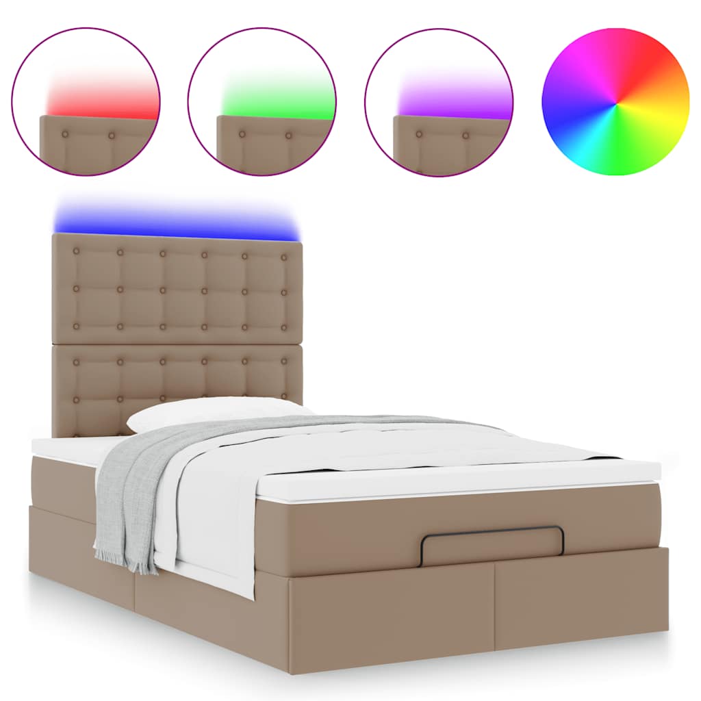 Cadre de lit ottoman et matelas cappuccino 120x190cm similicuir - XIOS