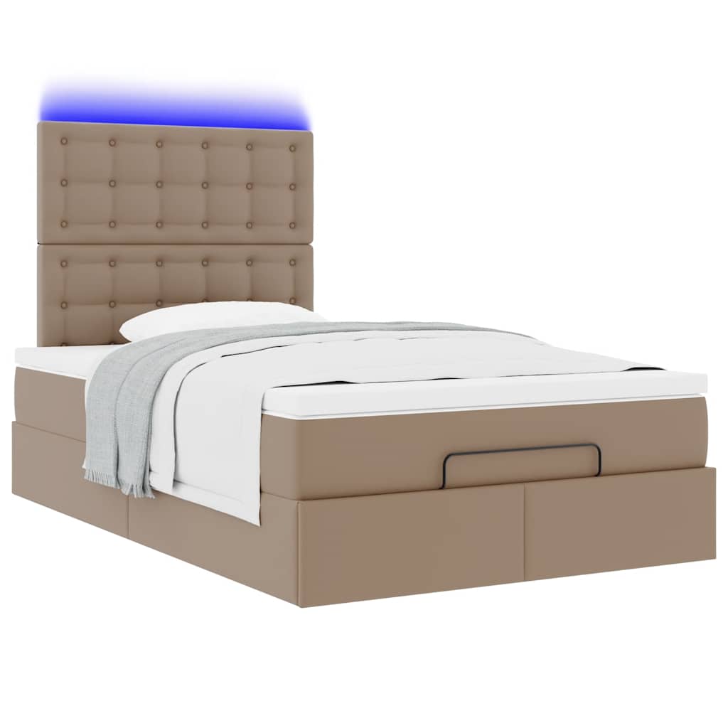 Cadre de lit ottoman et matelas cappuccino 120x190cm similicuir - XIOS