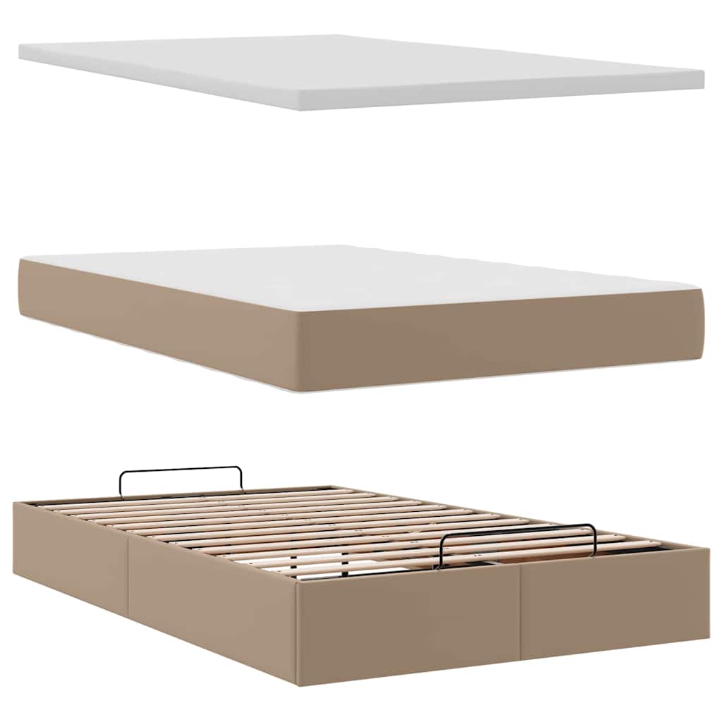 Cadre de lit ottoman et matelas cappuccino 120x190cm similicuir - XIOS