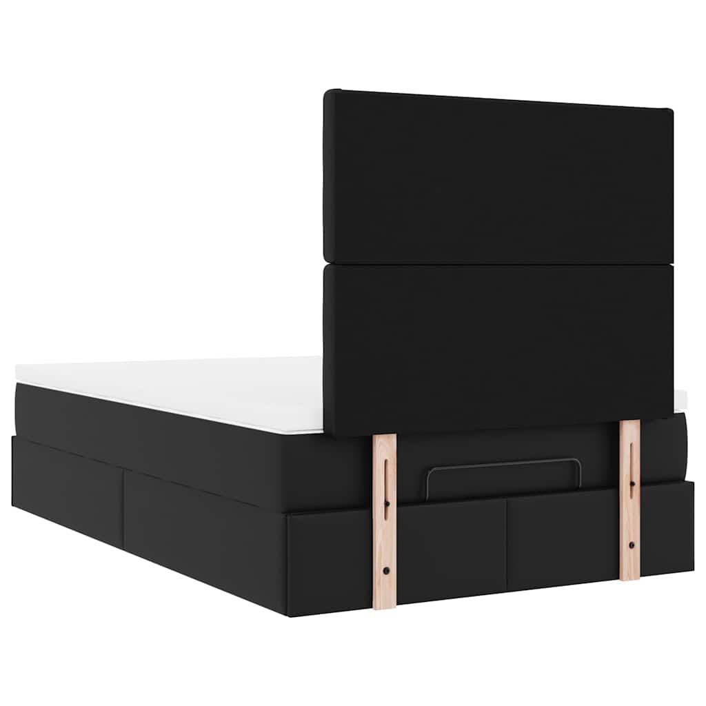 Cadre de lit ottoman avec matelas noir 120x200 cm similicuir