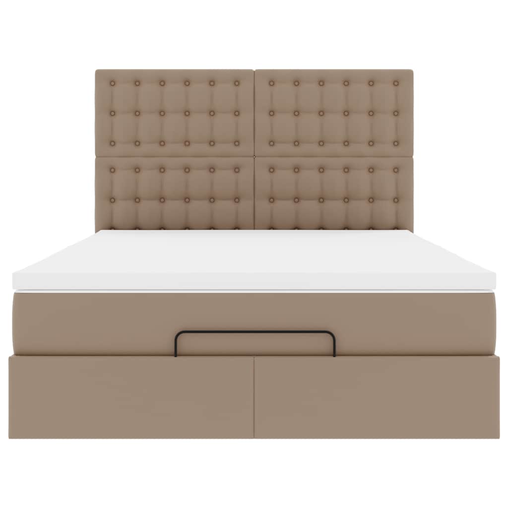 Cadre de lit ottoman et matelas cappuccino 140x200cm similicuir - XIOS
