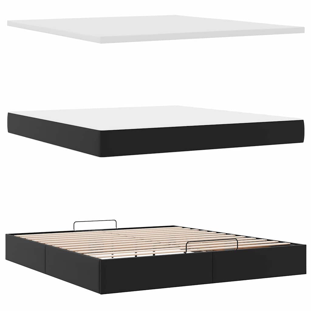 Cadre de lit ottoman avec matelas noir 180x200 cm similicuir - XIOS