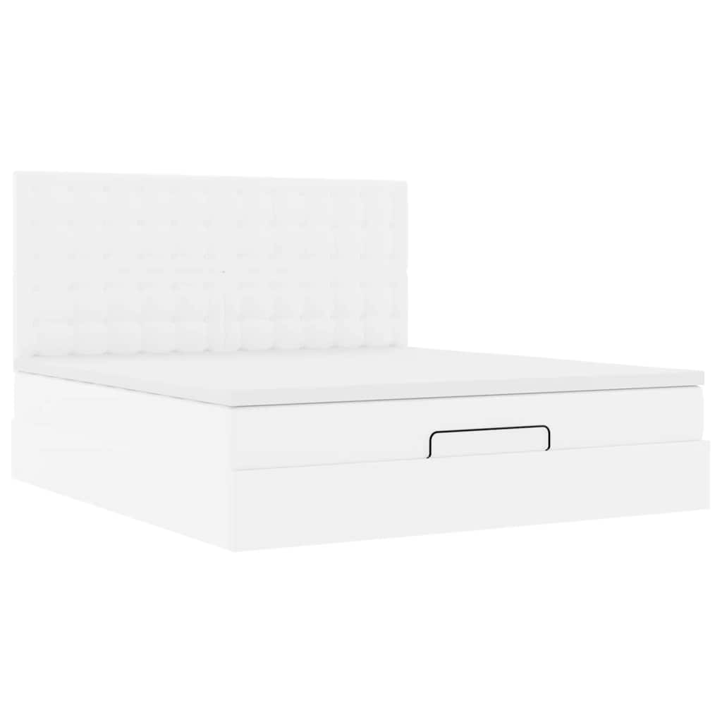 Cadre de lit ottoman avec matelas blanc 180x200 cm similicuir - XIOS