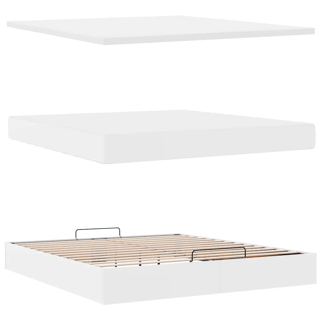 Cadre de lit ottoman avec matelas blanc 180x200 cm similicuir - XIOS