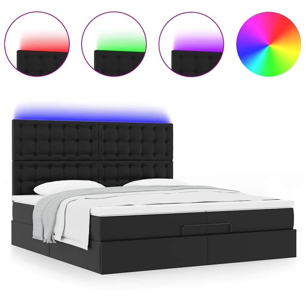 Cadre de lit ottoman avec matelas noir 200x200 cm similicuir - XIOS