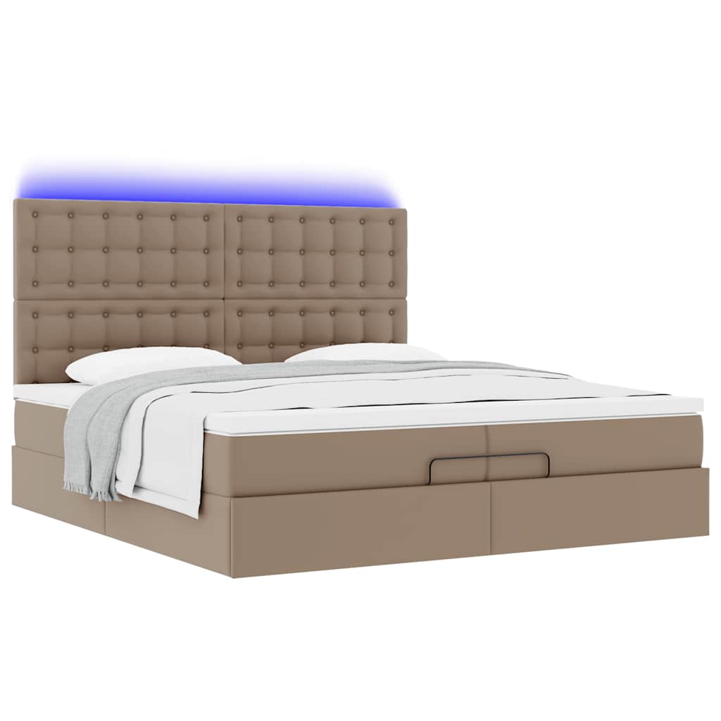 Cadre de lit ottoman et matelas cappuccino 200x200cm similicuir - XIOS