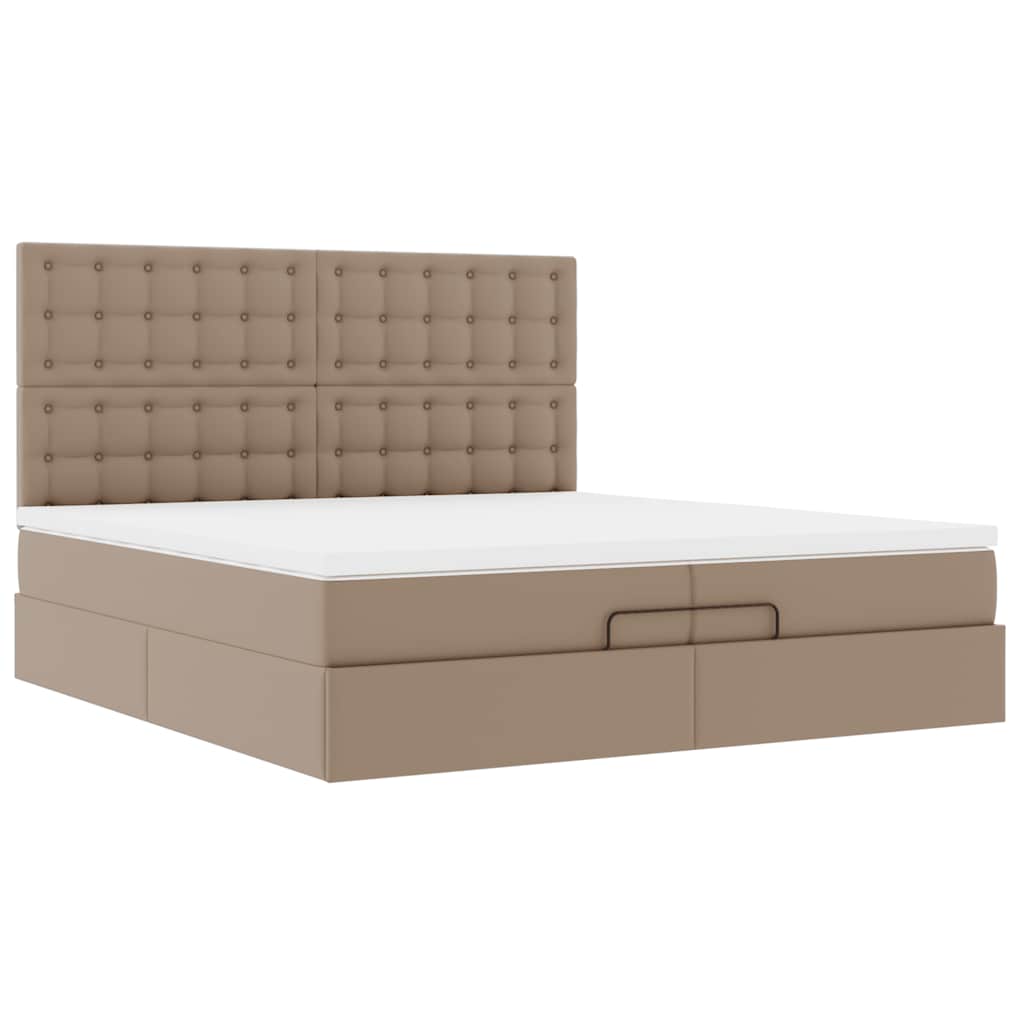 Cadre de lit ottoman et matelas cappuccino 200x200cm similicuir - XIOS