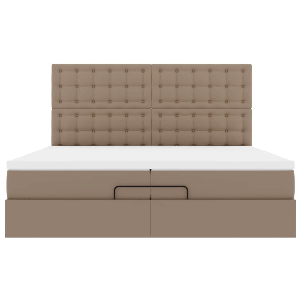 Cadre de lit ottoman et matelas cappuccino 200x200cm similicuir - XIOS